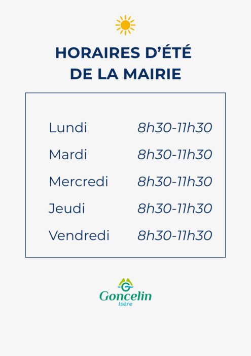 Horaires d&rsquo;été de la Mairie